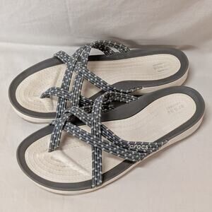 Crocs Women's Swiftwater Braided Flip Flops White/Gray Size 8